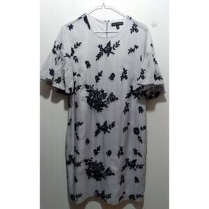 Whimsy Sheer Dress Blue Gray Floral Lined Banana Republic Size 10